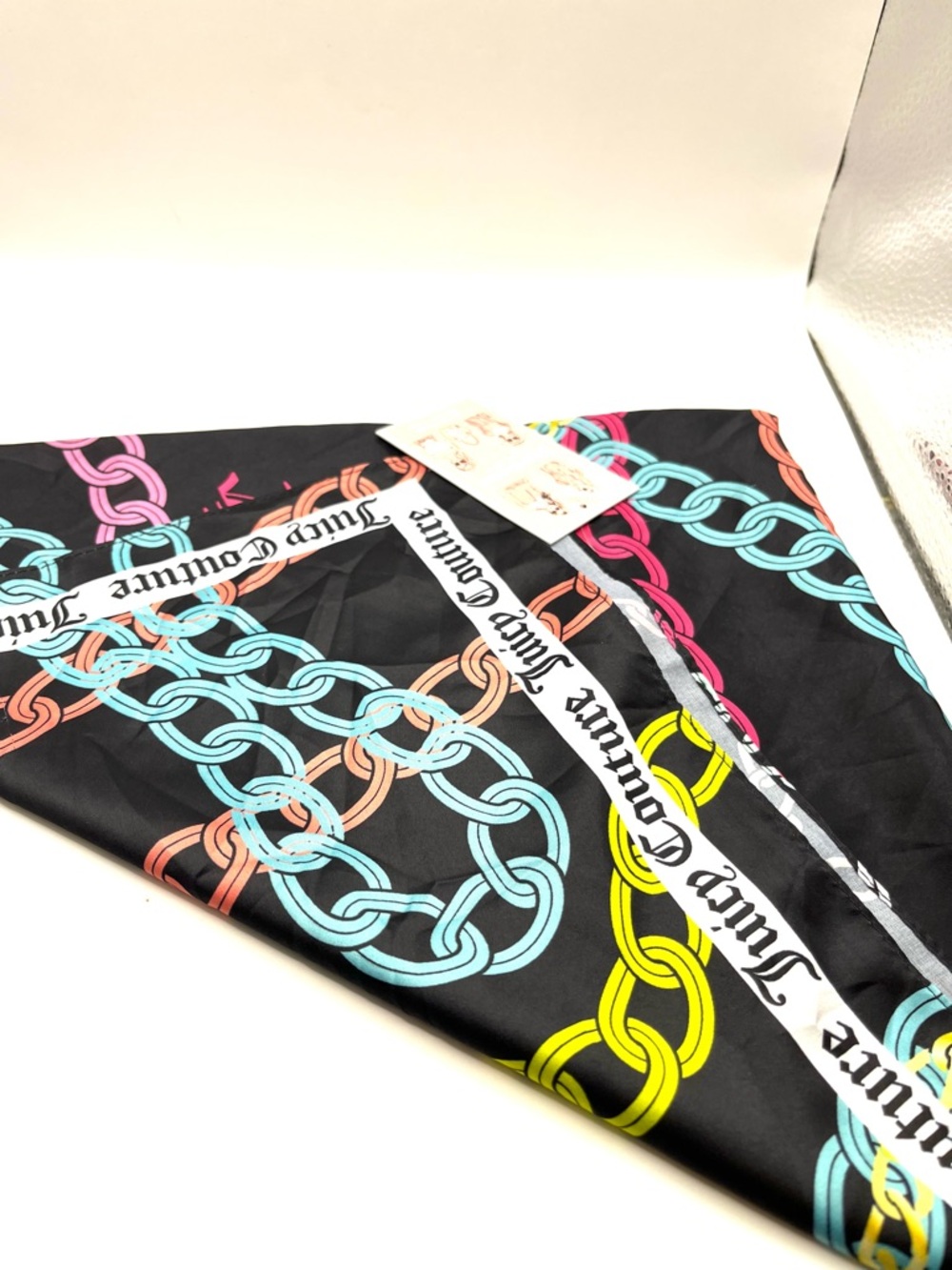 Juicy Couture Black Scarf with Neon Chain Print - Picture 6 of 15